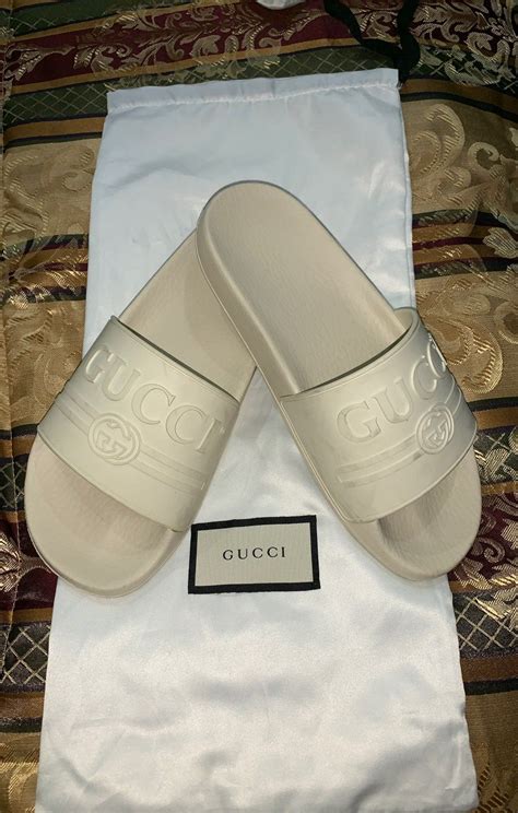 gucci foams all white|Gucci foam slides.